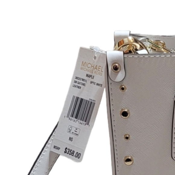 Nwt Michael Kors satchel white and gold Purse - Picture 15 of 15